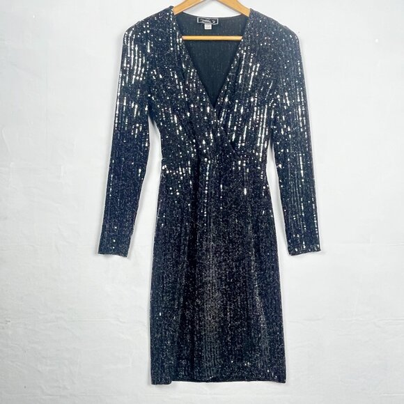Rebecca Beeson Dresses & Skirts - Rebecca B Sequin Black Wrap Dress 4
